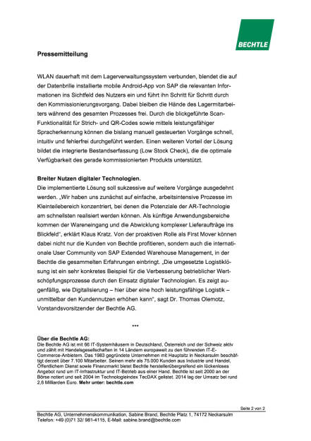Bechtle startet Einsatz von Smart Glasses, Seite 2/2, komplettes Dokument unter http://boerse-social.com/static/uploads/file_548_bechtle_startet_einsatz_von_smart_glasses.pdf (12.01.2016) 