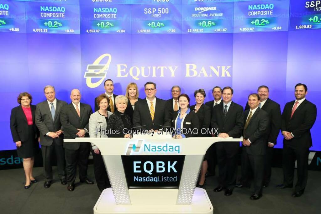 Equity Bank rings the Nasdaq Closing Bell! $EQBK  Source: http://facebook.com/NASDAQ (12.01.2016) 