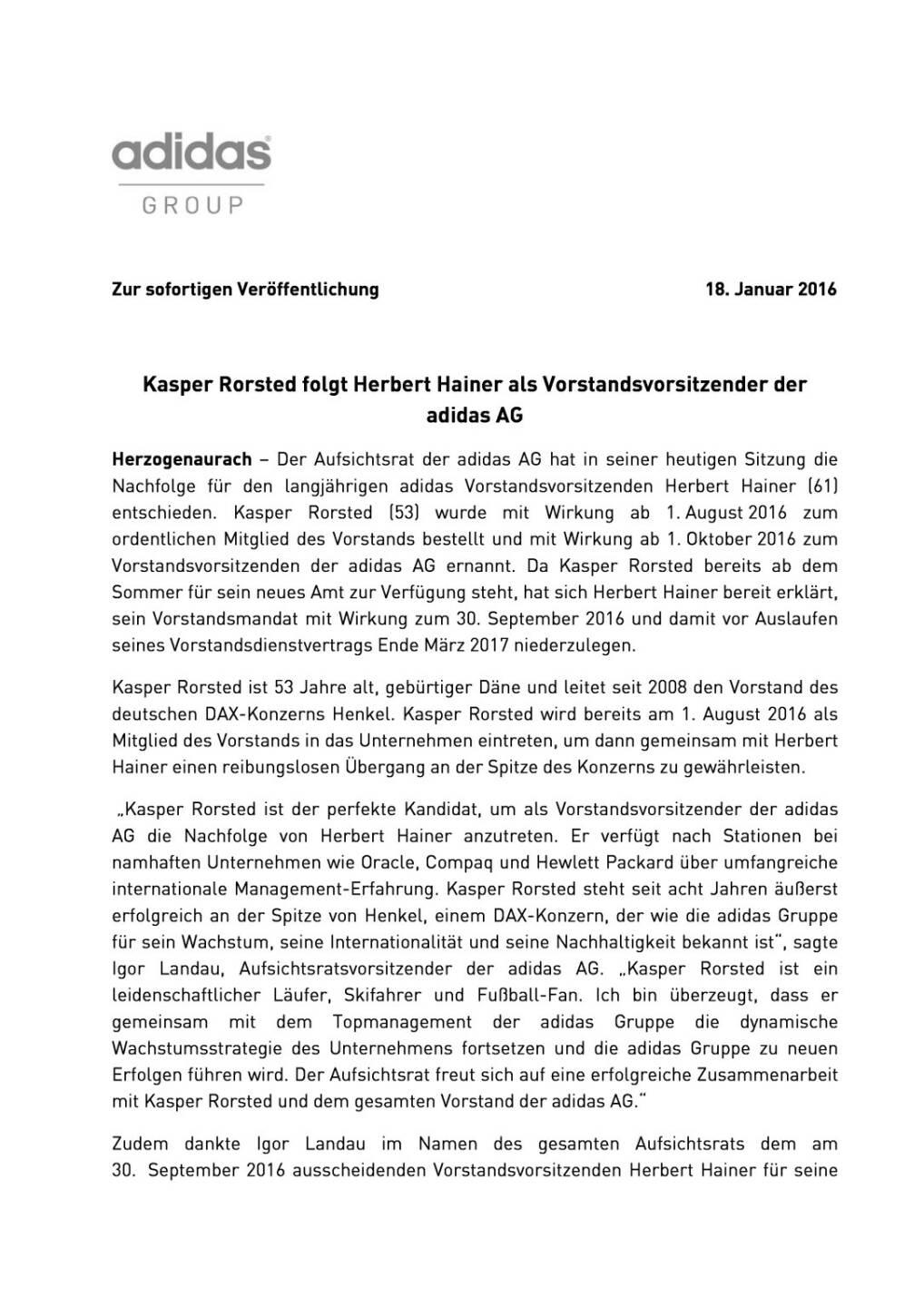 Kasper Rorsted neuer Vorstandsvorsitzender der adidas AG, Seite 1/2, komplettes Dokument unter http://boerse-social.com/static/uploads/file_552_kasper_rorsted_neuer_vorstandsvorsitzender_der_adidas_ag.pdf