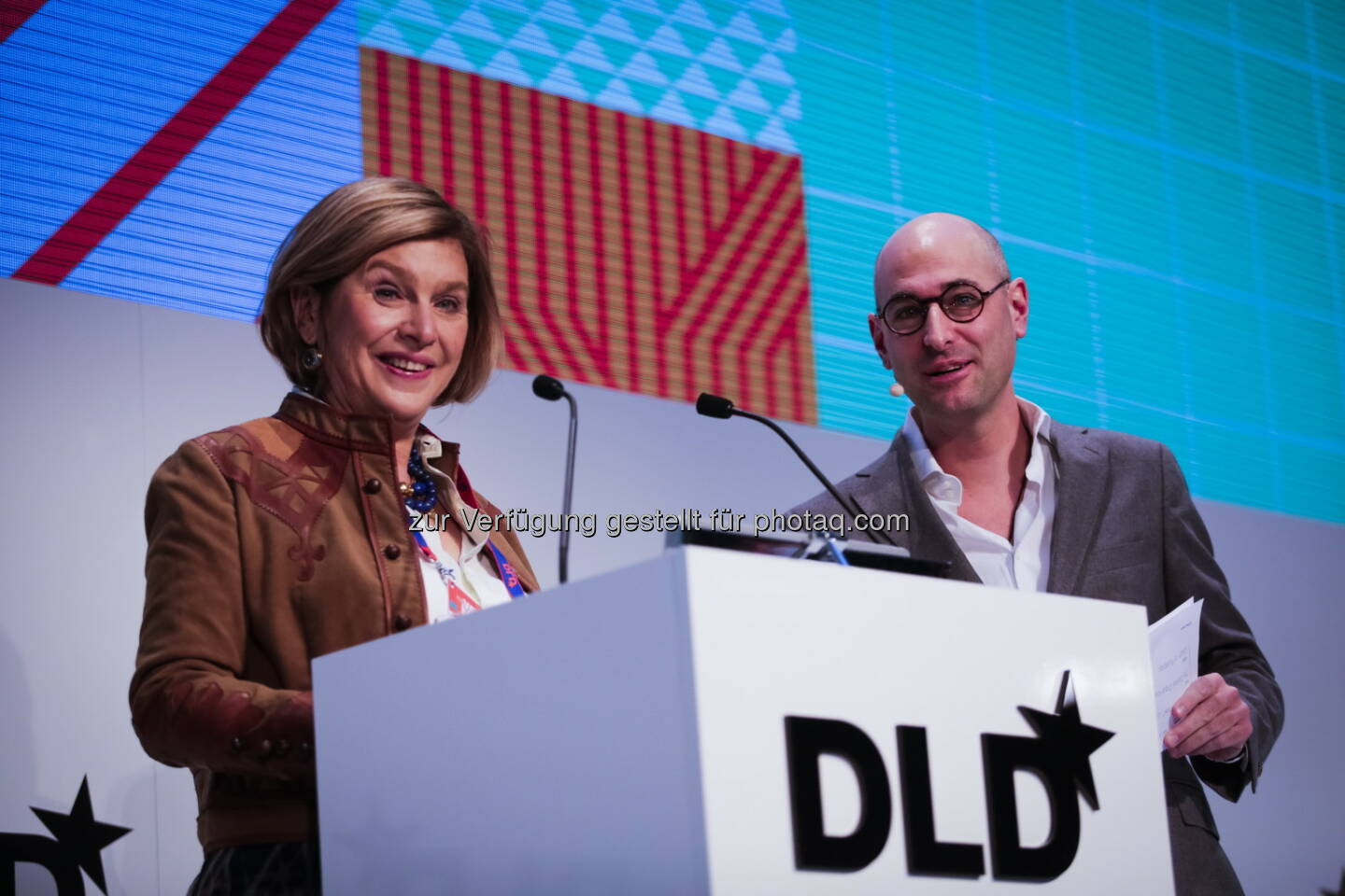 Steffi Czerny und Dominik Wichmann (DLD-Geschäftsführer) : DLD16: Digitale Zukunftsdenker zu Gast in München : Fotocredit: Hubert Burda Media