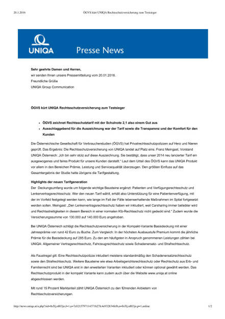 Uniqa Rechtsschutzversicherung Testsieger  , Seite 1/2, komplettes Dokument unter http://boerse-social.com/static/uploads/file_555__uniqa_rechtsschutzversicherung_testsieger.pdf (20.01.2016) 