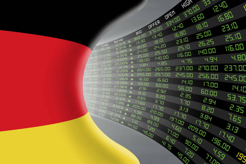 DAX, Kurszettel, grün http://www.shutterstock.com/de/pic-361977830/stock-photo-national-flag-of-germany-with-a-large-display-of-daily-stock-market-price-and-quotations-during.html, © www.shutterstock.com (20.01.2016) 