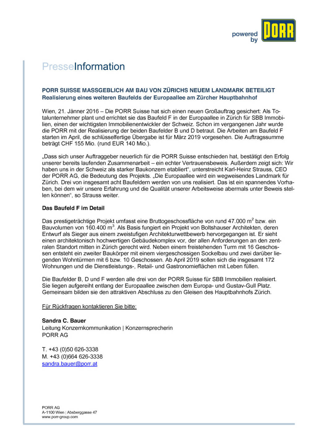 Neuer Großauftrag für die Porr Suisse, Seite 1/2, komplettes Dokument unter http://boerse-social.com/static/uploads/file_556_neuer_grossauftrag_fur_die_porr_suisse.pdf