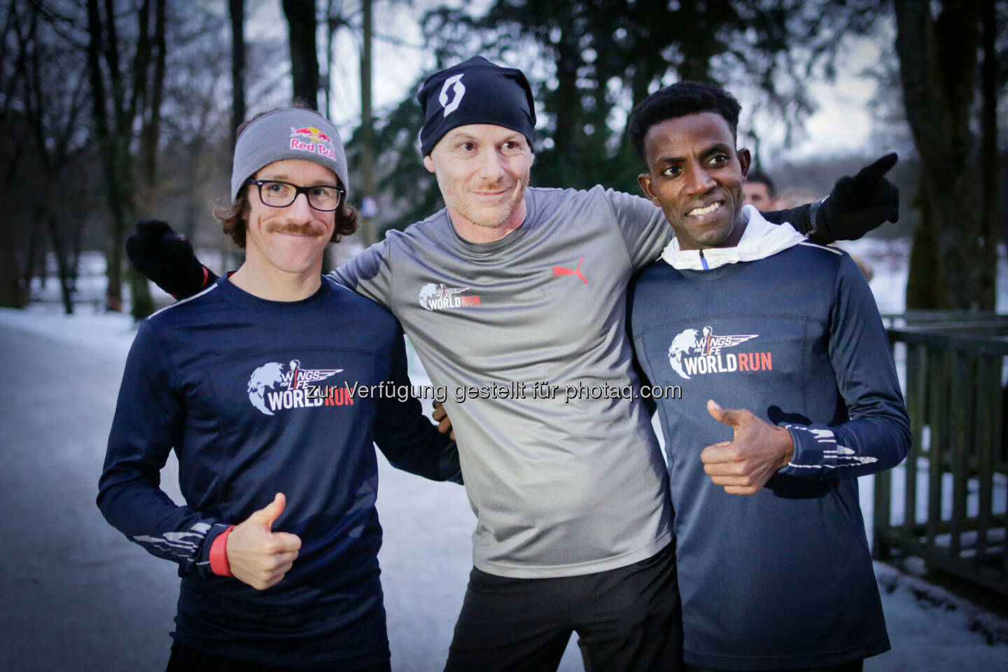 Participants at the Wings for Life World Run event in Munich 23rd of January 2016, with Thomas Rottenberg   (Bild: Daniel Grund)