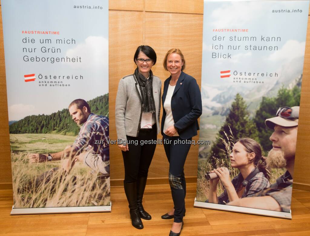 Petra Nocker-Schwarzenbacher (Obfrau Bundessparte Tourismus-und Freizeitwirtschaft der WKÖ), Petra Stolba (GF Österreich Werbung) : Österreich Werbung setzt auf einzigartigen Content und Storytelling : Crossmediale Kampagne zu Schwerpunkt 2016/17 „Nature Reloaded“ : Sonderbudget von BMWFW und WKÖ unterstützt Tourismus gezielt bei Erschließung neuer Märkte und Zielgruppen : Fotocredit: Österreich Werbung/Jürg Christandl, © Aussender (26.01.2016) 