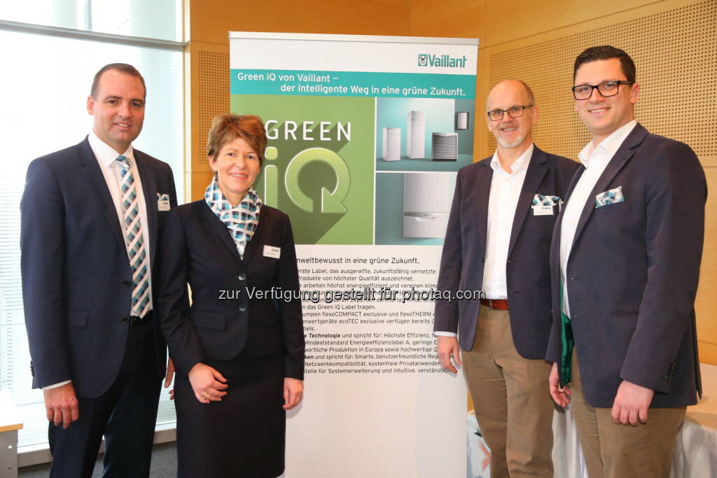 Jens Wichtermann (Vaillant Group), Barbara Priesching, Alexander Kaufmann, Kurt Göppner (alle Vaillant Group Austria) : Digitalisierung und Nachhaltigkeit bestimmen den Heizungsmarkt : Nach wie vor hoher Renovierungsbedarf in Österreichs Heizkellern darf durch Politik nicht behindert werden : Fotocredit: Vaillant Group Austria, Franz Pfluegl, © Aussendung (26.01.2016) 