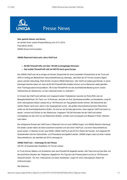 Uniqa Österreich feiert zehn Jahre VitalTruck , Seite 1/3, komplettes Dokument unter http://boerse-social.com/static/uploads/file_567_uniqa_osterreich_feiert_zehn_jahre_vitaltruck.pdf (27.01.2016) 