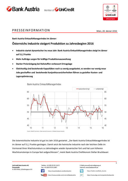 Bank Austria EinkaufsManagerIndex im Jänner: Österreichs Industrie steigert Produktion zu Jahresbeginn 2016, Seite 1/4, komplettes Dokument unter http://boerse-social.com/static/uploads/file_574_bank_austria_einkaufsmanagerindex_im_janner_osterreichs_industrie_steigert_produktion_zu_jahresbeginn_2016.pdf (28.01.2016) 