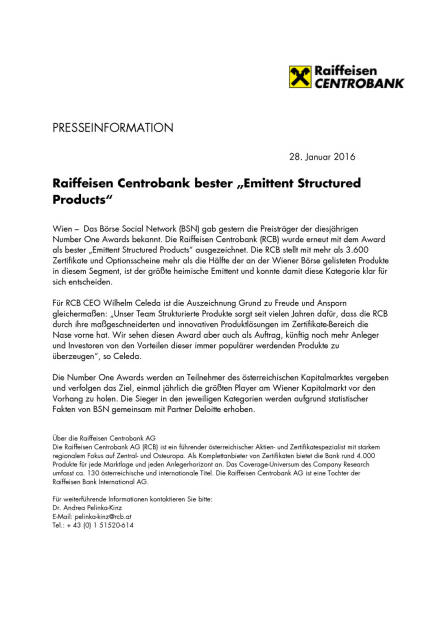 Raiffeisen Centrobank bester „Emittent Structured Products“, Seite 1/1, komplettes Dokument unter http://boerse-social.com/static/uploads/file_577_raiffeisen_centrobank_bester_emittent_structured_products.pdf (28.01.2016) 