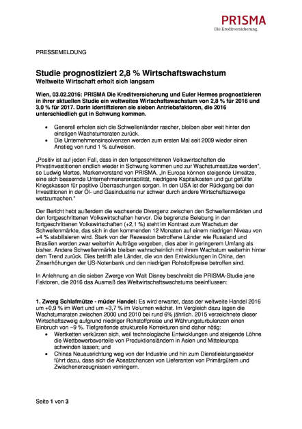 Prisma Die Kreditversicherung und Euler Hermes : Studie prognostiziert 2,8 % Wirtschaftswachstum, Seite 1/3, komplettes Dokument unter http://boerse-social.com/static/uploads/file_596_prisma_die_kreditversicherung_und_euler_hermes_studie_prognostiziert_28_wirtschaftswachstum.pdf (03.02.2016) 