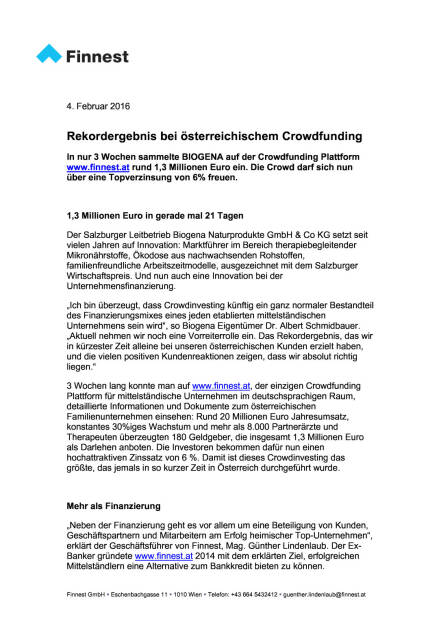 Neues Rekordergebnis beim Crowdfunding, Seite 1/2, komplettes Dokument unter http://boerse-social.com/static/uploads/file_599_neues_rekordergebnis_beim_crowdfunding.pdf (04.02.2016) 