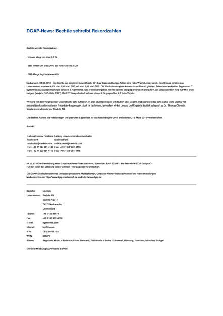 DGAP-News: Bechtle schreibt Rekordzahlen, Seite 1/1, komplettes Dokument unter http://boerse-social.com/static/uploads/file_600_dgap-news_bechtle_schreibt_rekordzahlen.pdf (04.02.2016) 