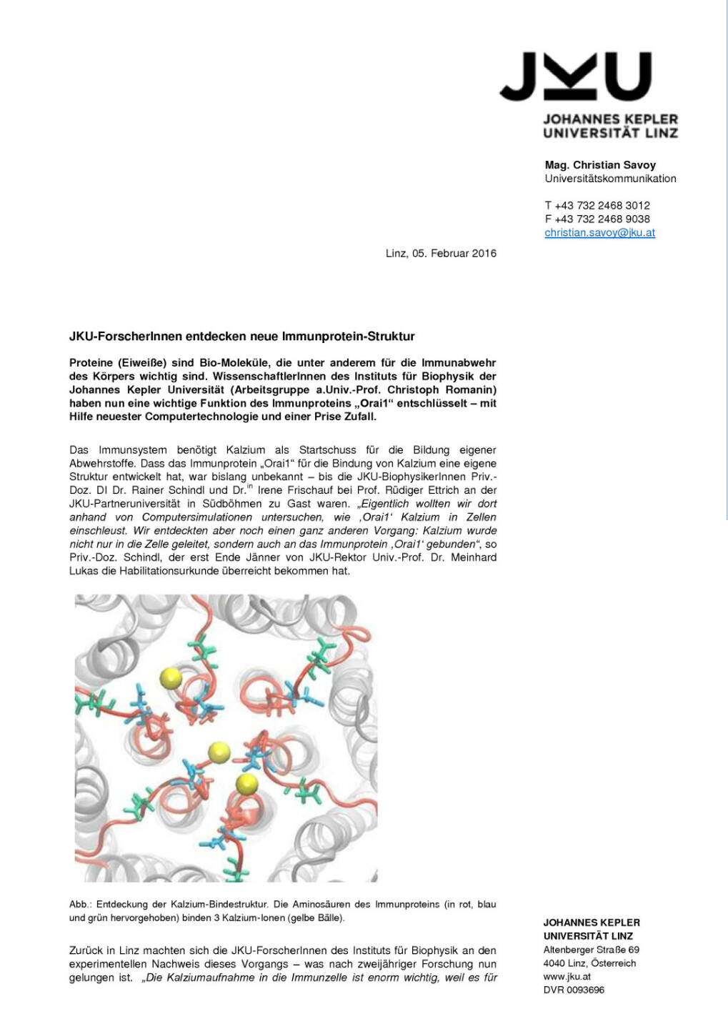 JKU-ForscherInnen entdecken neue Immunprotein-Struktur, Seite 1/2, komplettes Dokument unter http://boerse-social.com/static/uploads/file_606_jku-forscherinnen_entdecken_neue_immunprotein-struktur.pdf