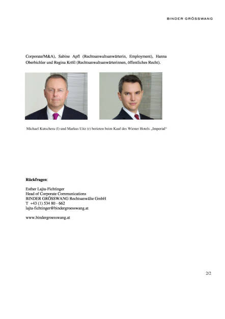 Binder Grösswang beriet beim Erwerb des Hotel Imperial, Seite 2/2, komplettes Dokument unter http://boerse-social.com/static/uploads/file_642_binder_grosswang_beriet_beim_erwerb_des_hotel_imperial.pdf (16.02.2016) 