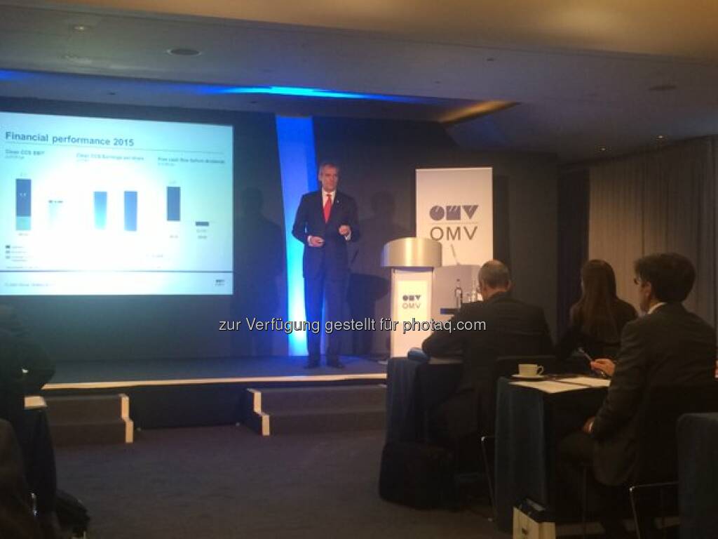 CEO Rainer Seele is opening the #OMV strategy and 2015 results presentation. #omvresults http://twitter.com/omv/status/700267858354372608/photo/1  Source: http://facebook.com/omv, © Aussender (18.02.2016) 