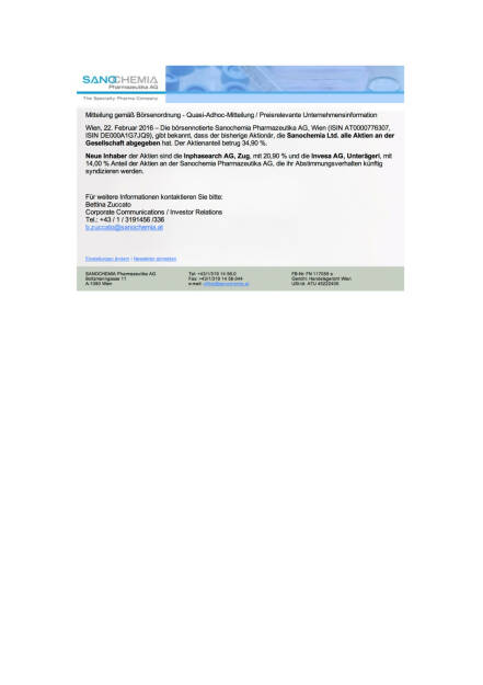 Sanochemia: neue Aktieninhaber, Seite 1/1, komplettes Dokument unter http://boerse-social.com/static/uploads/file_666_sanochemia_neue_aktieninhaber.pdf (22.02.2016) 