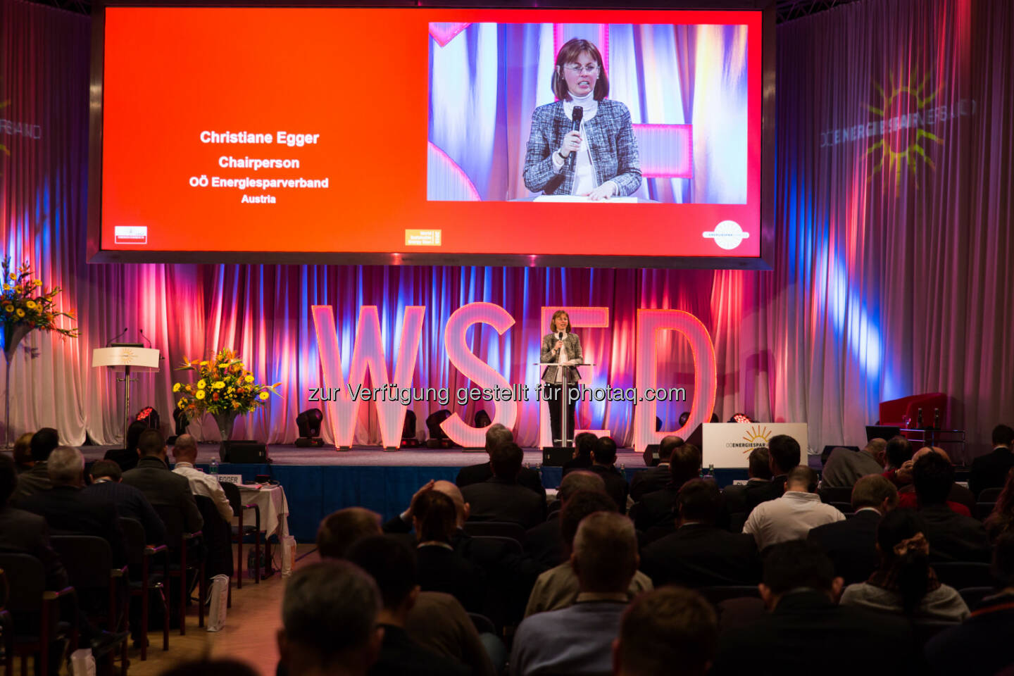 Christiane Egger (Konferenzleiterin World Sustainable Energy Days 2016) : Europäischer Energie-Kongress in Wels mit 700 Teilnehmern aus 57 Staaten eröffnet : Fotocredit: Energiesparverband