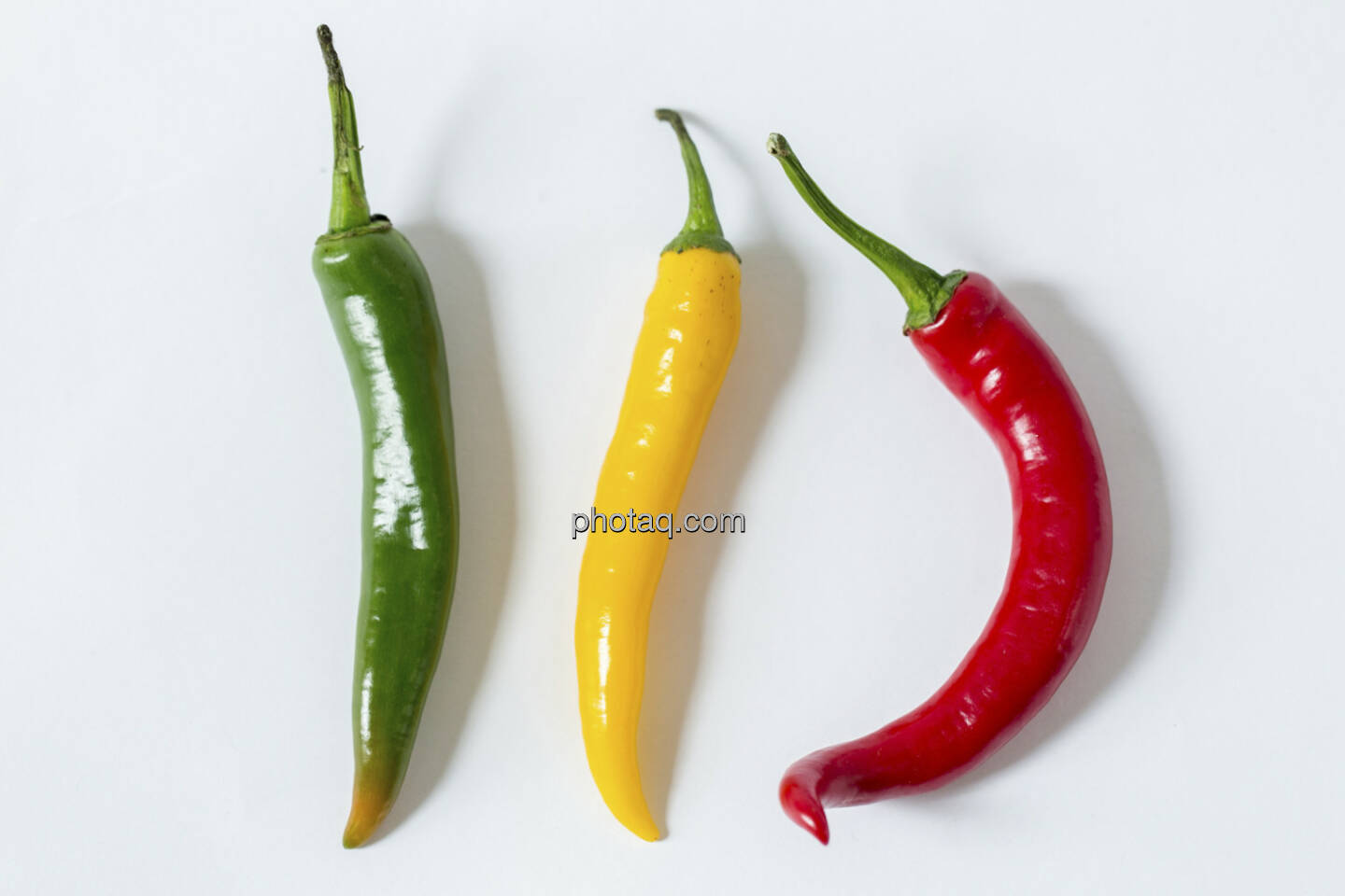 Chillies, 3 Stück, grün, gelb, rot