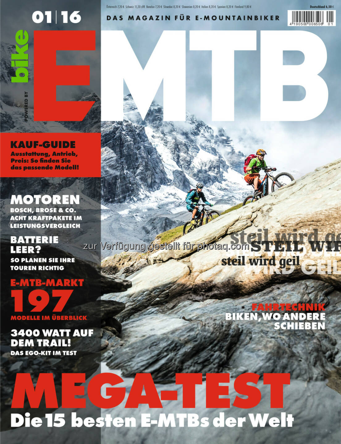 Premieren-Ausgabe der Zeitschrift EMTB : Schneller, höher, weiter : Die Premieren-Ausgabe der Zeitschrift EMTB liefert eine Vielzahl von Gründen, aufs E-Mountainbike zu steigen : Fotocredit: obs/Delius Klasing Verlag GmbH/Markus Greber