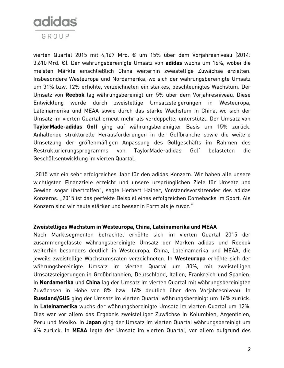 adidas Group: Ergebnisse des Geschäftsjahres 2015, Seite 2/12, komplettes Dokument unter http://boerse-social.com/static/uploads/file_722_adidas_group_ergebnisse_des_geschaftsjahres_2015.pdf