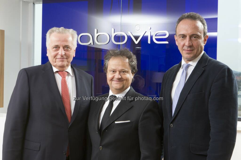 Rudolf Hundstorfer, Ingo Raimon (General Manager AbbVie Österreich), Esteban Plata (Vice President Western Europe & Canada AbbVie) : Rudolf Hundstorfer besucht Biopharma Unternehmen AbbVie: Klares „Ja“ zum Forschungsstandort Österreich : Fotocredit: AbbVie GmbH, © Aussender (03.03.2016) 