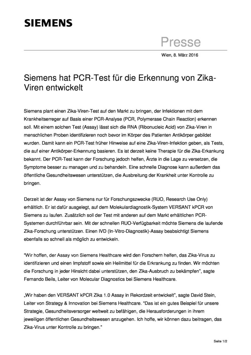 Siemens hat PCR-Test für die Erkennung von Zika-Viren entwickelt, Seite 1/2, komplettes Dokument unter http://boerse-social.com/static/uploads/file_747_siemens_hat_pcr-test_fur_die_erkennung_von_zika-viren_entwickelt.pdf
