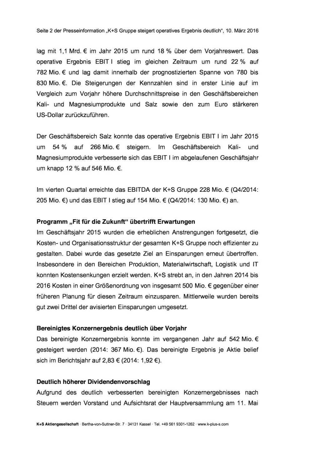 K+S: Geschäftsjahr 2015, Seite 2/7, komplettes Dokument unter http://boerse-social.com/static/uploads/file_759_ks_geschaftsjahr_2015.pdf