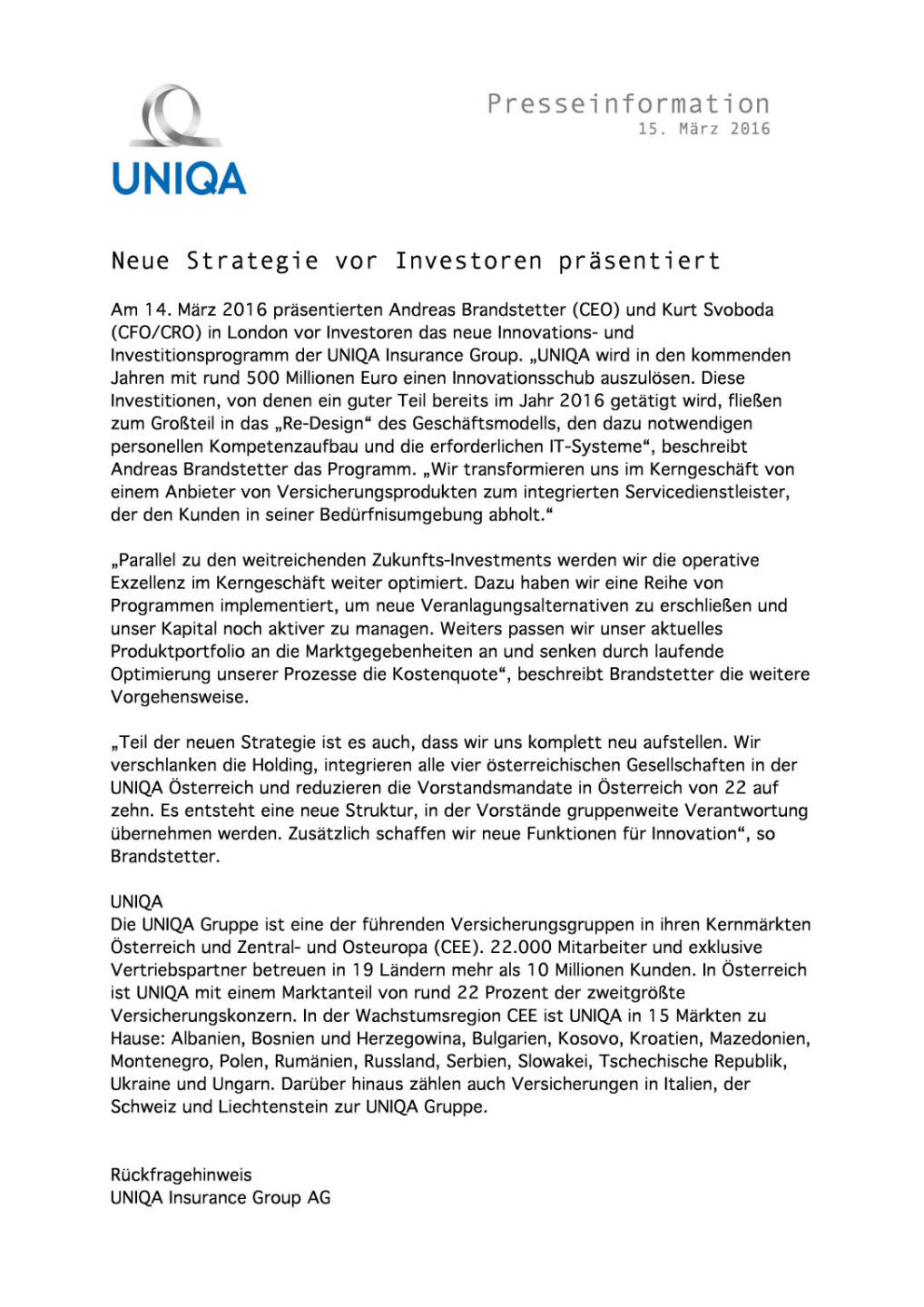 Uniqa: Neue Strategie vor Investoren präsentiert , Seite 1/2, komplettes Dokument unter http://boerse-social.com/static/uploads/file_787_uniqa_neue_strategie_vor_investoren_prasentiert.pdf