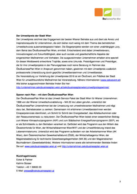 ÖkoBusinessPlan Wien: Umweltstadträtin Ulli Sima gratuliert den Gewinnern des Wiener Umweltpreises 2016, Seite 3/3, komplettes Dokument unter http://boerse-social.com/static/uploads/file_786_okobusinessplan_wien_umweltstadtratin_ulli_sima_gratuliert_den_gewinnern_des_wiener_umweltpreises_2016.pdf (15.03.2016) 
