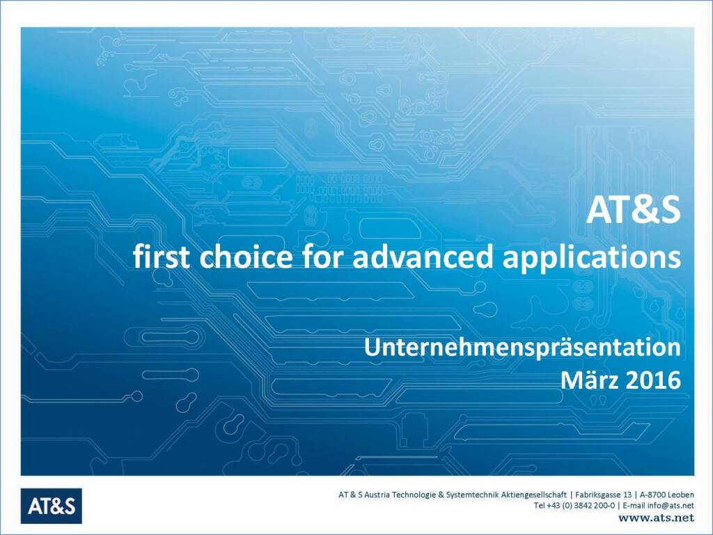 AT&S first choice for advanced applications (17.03.2016) 