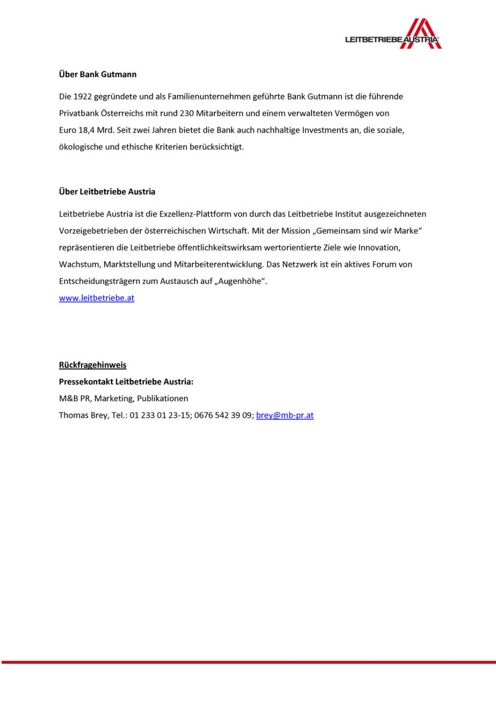 Bank Gutmann als oesterreichischer Leitbetrieb zertifiziert, Seite 2/2, komplettes Dokument unter http://boerse-social.com/static/uploads/file_801_bank_gutmann_als_oesterreichischer_leitbetrieb_zertifiziert.pdf