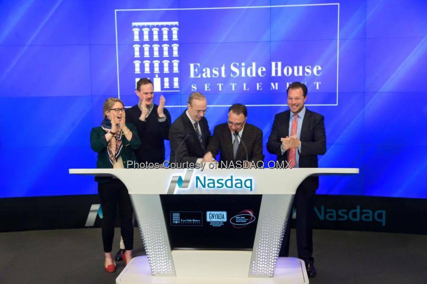 The New York International Auto Show rang the Nasdaq Opening Bell with the  and Greater New York Automobile Dealers and East Side House Settlement!   Source: http://facebook.com/NASDAQ