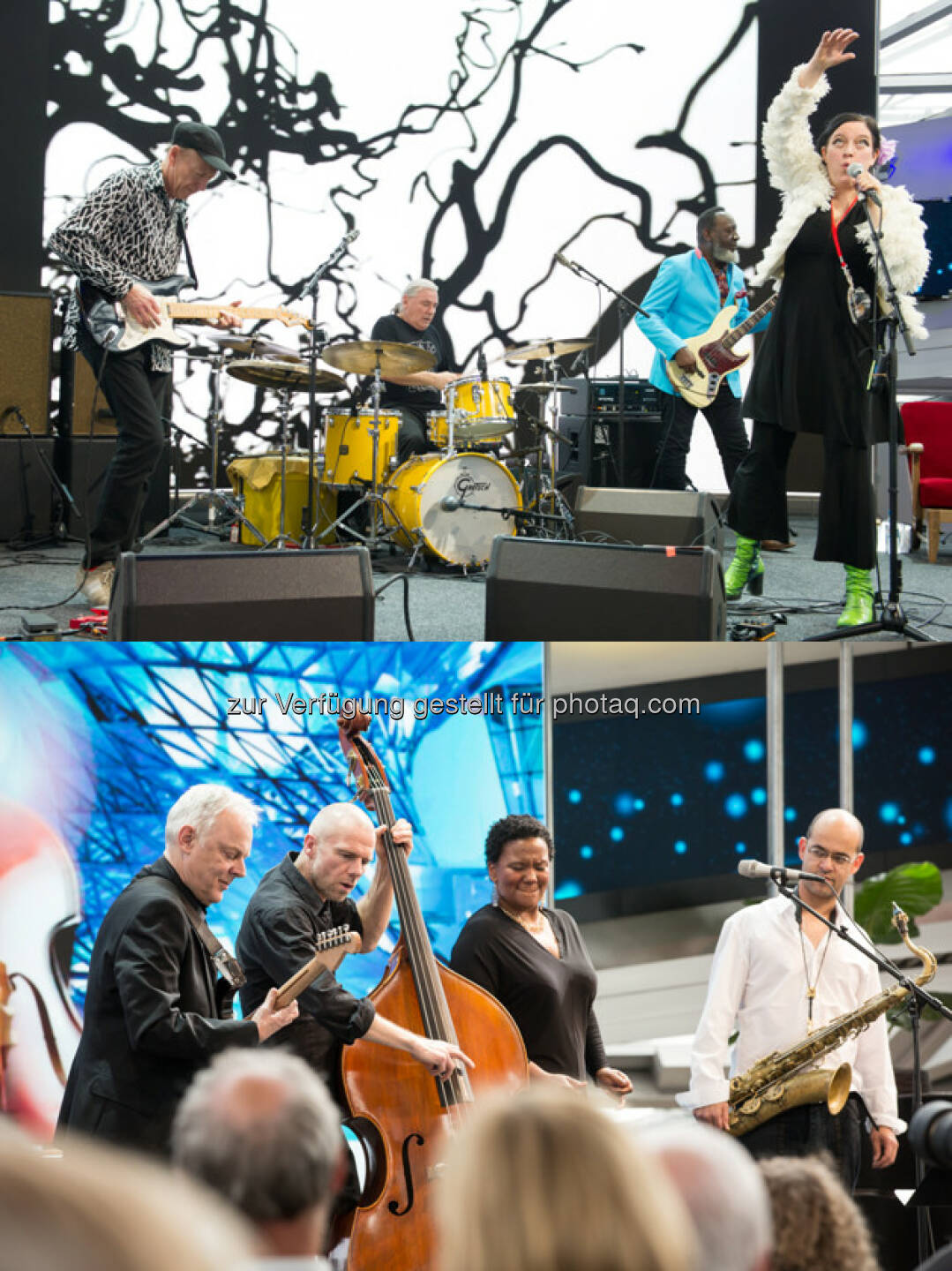 Stucky-Doran-Studer-Tacuma: Play Hendrix!, Indra Rios-Moore : Bei der Sonntagsmatinee des BMW Welt Jazz Award 2016 : Frauen-Finale beim BMW Welt Jazz Award 2016. Zwischen Indra-Rios Moore und Stucky-Doran-Studer-Tacuma: Play Hendrix! entscheidet sich am 7. Mai der Wettbewerb : © BMW AG