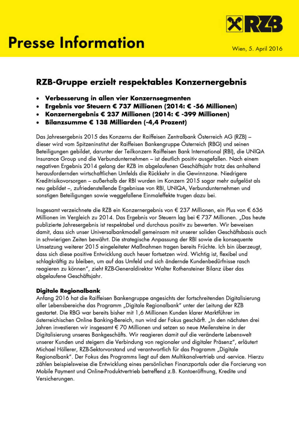 RZB-Gruppe erzielt respektables Konzernergebnis, Seite 1/5, komplettes Dokument unter http://boerse-social.com/static/uploads/file_847_rzb-gruppe_erzielt_respektables_konzernergebnis.pdf