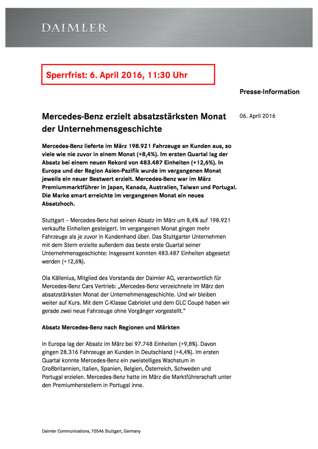 Mercedes-Benz: absatzstärkster Monat der Unternehmensgeschichte, Seite 1/4, komplettes Dokument unter http://boerse-social.com/static/uploads/file_855_mercedes-benz_absatzstärkster_monat_der_unternehmensgeschichte.pdf