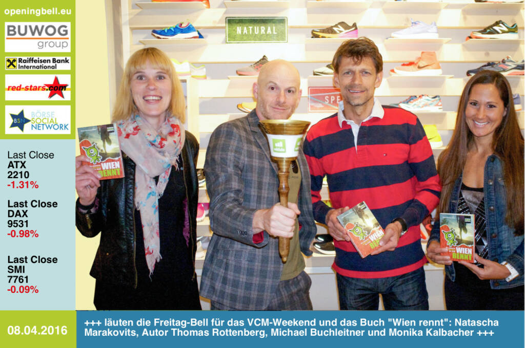 #openingbell am 8.4.: Läuten die Freitag-Opening Bell für das VCM-Weekend und das Buch Wien rennt: Natascha Marakovits, Autor Thomas Rottenberg, Michael Buchleitner und http://www.rittbergerknapp.com/store/p26/WIEN_RENNT.html http://www.openingbell.eu (08.04.2016)