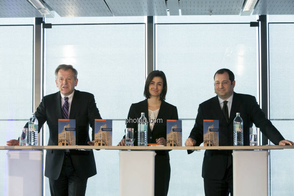 Eduard Zehetner (CEO Immofinanz), Birgit Noggler (CFO Immofinanz), Daniel Riedl (COO Immofinanz), http://privatanleger.immofinanz.com , © Martina Draper für Immofinanz (10.04.2013) 