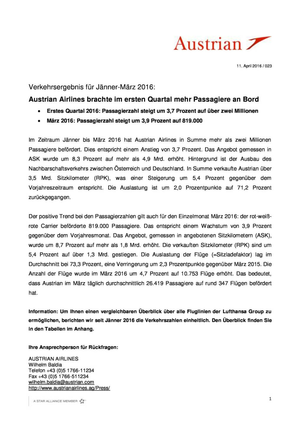 Austrian Airlines brachte im ersten Quartal mehr Passagiere an Bord, Seite 1/3, komplettes Dokument unter http://boerse-social.com/static/uploads/file_868_austrian_airlines_brachte_im_ersten_quartal_mehr_passagiere_an_bord.pdf