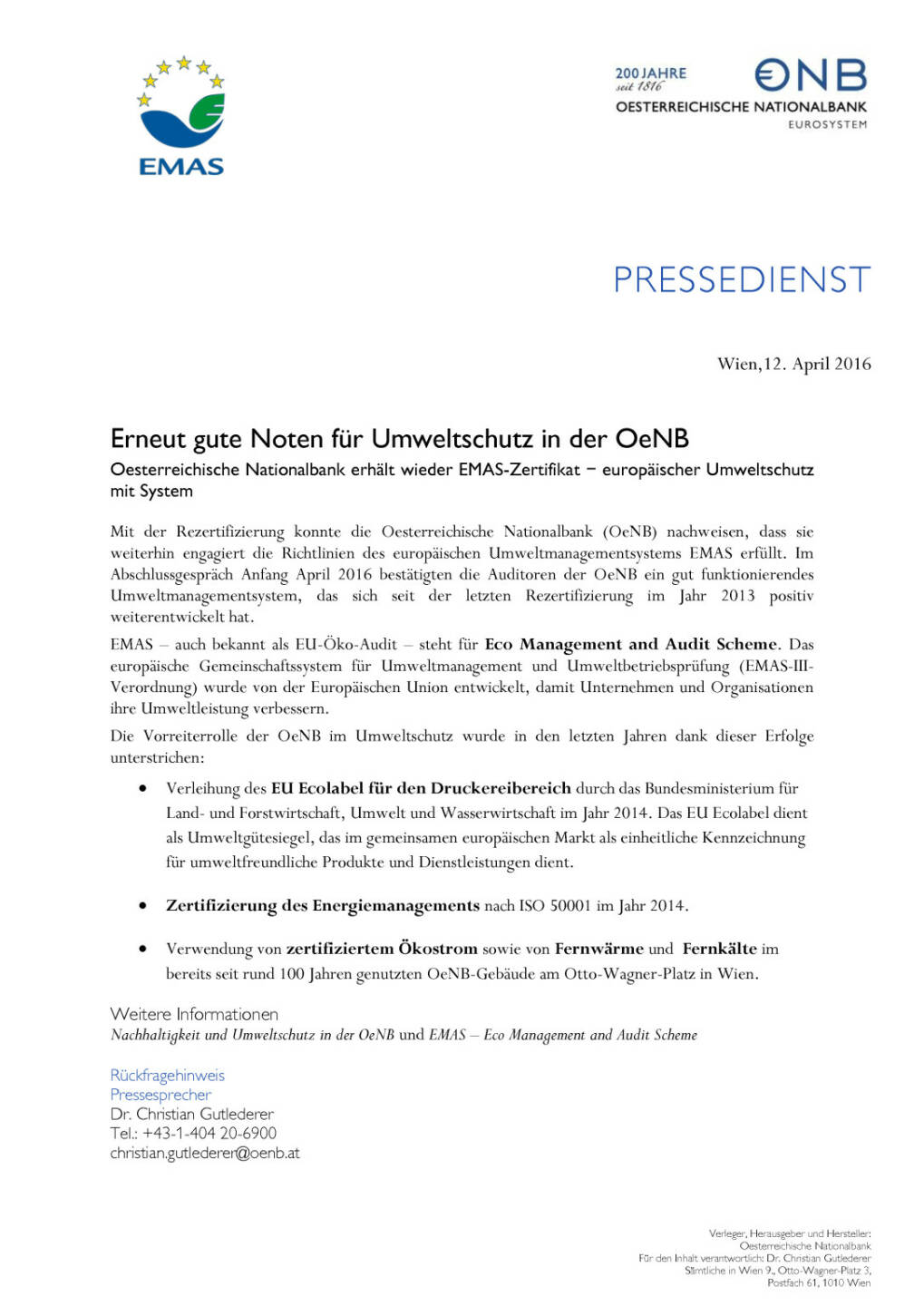 OeNB : gute Noten für Umweltschutz, Seite 1/1, komplettes Dokument unter http://boerse-social.com/static/uploads/file_871_oenb_gute_noten_fur_umweltschutz.pdf