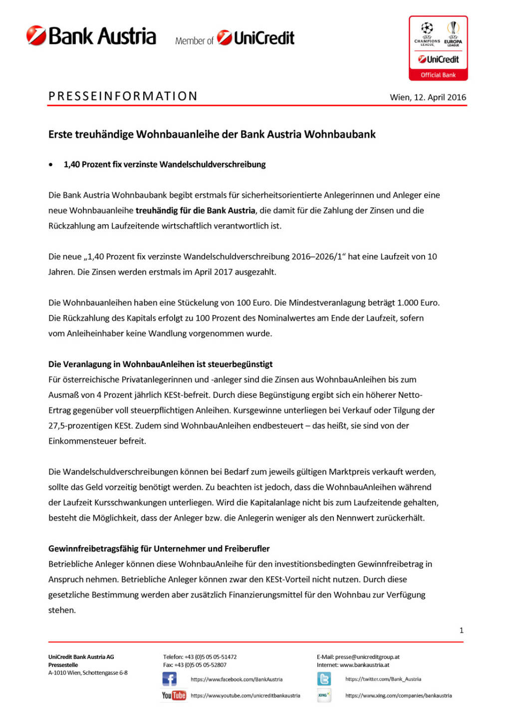 Bank Austria: Erste treuhändige Wohnbauanleihe der Bank Austria Wohnbaubank, Seite 1/3, komplettes Dokument unter http://boerse-social.com/static/uploads/file_872_bank_austria_erste_treuhandige_wohnbauanleihe_der_bank_austria_wohnbaubank.pdf