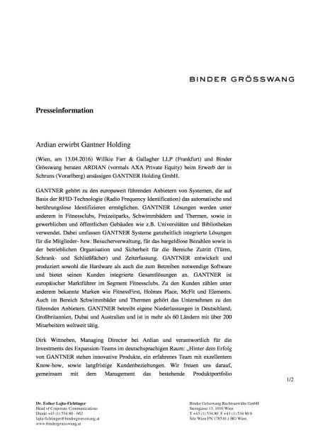 Binder Grösswang berät Ardian beim Erwerb der Gantner Holding, Seite 1/2, komplettes Dokument unter http://boerse-social.com/static/uploads/file_881_binder_grosswang_berat_ardian_beim_erwerb_der_gantner_holding.pdf (13.04.2016) 