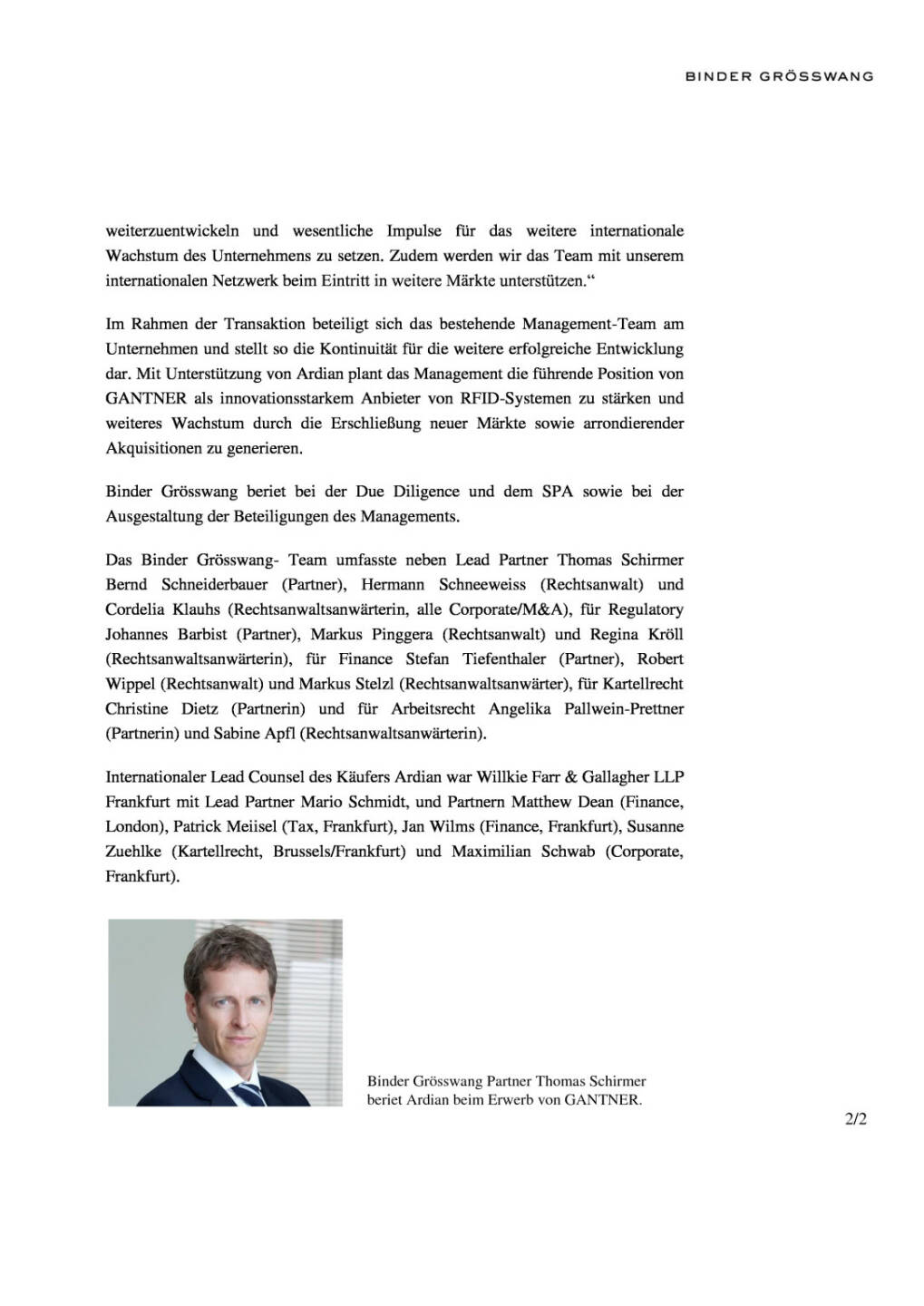Binder Grösswang berät Ardian beim Erwerb der Gantner Holding, Seite 2/2, komplettes Dokument unter http://boerse-social.com/static/uploads/file_881_binder_grosswang_berat_ardian_beim_erwerb_der_gantner_holding.pdf