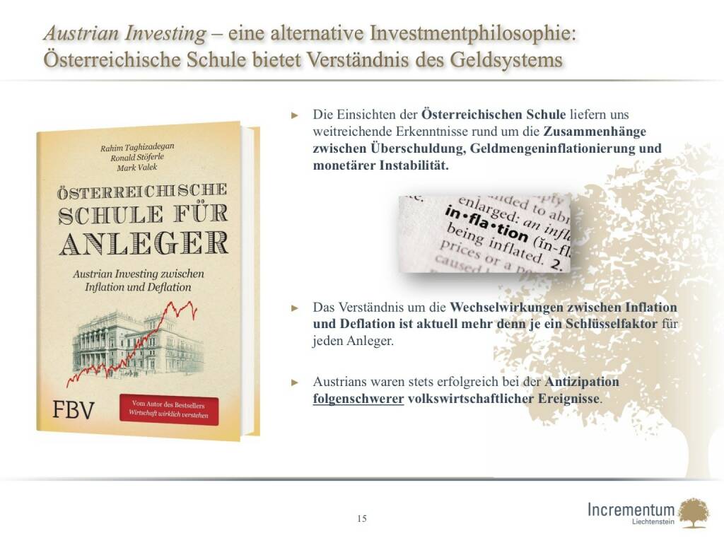 Austrian Investing – eine alternative Investmentphilosophie:Österreichische Schule bietet Verständnis des Geldsystems (14.04.2016) 