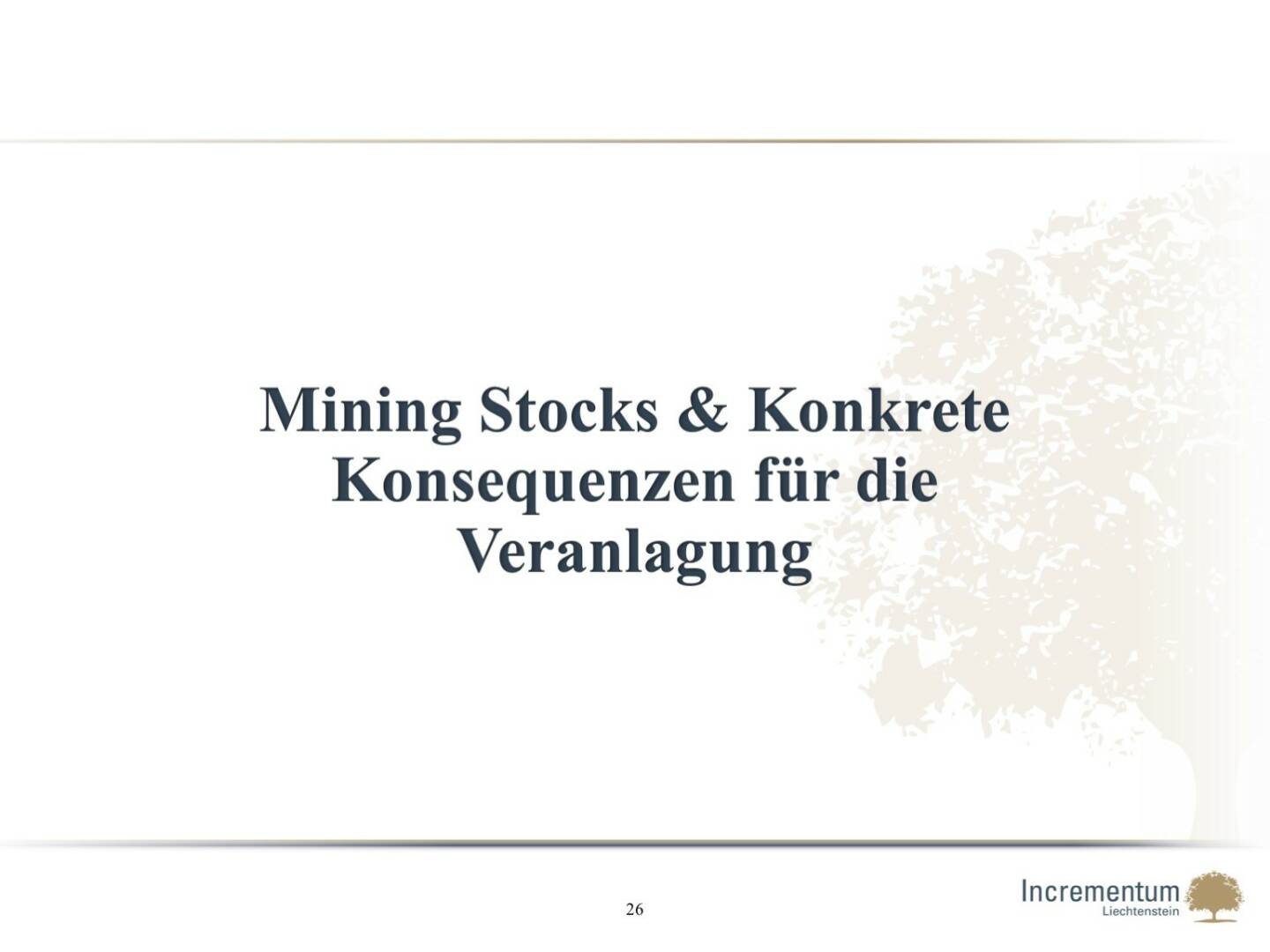 Mining Stocks & Konkrete Konsequenzen für die Veranlagung