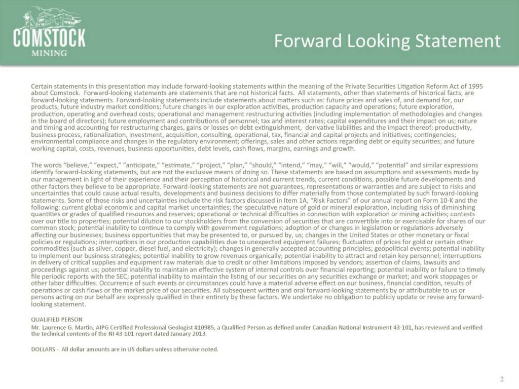 Forward Looking Statement (14.04.2016) 