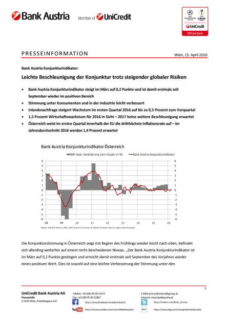 Bank Austria: Leichte Beschleunigung der Konjunktur trotz steigender globaler Risiken, Seite 1/5, komplettes Dokument unter http://boerse-social.com/static/uploads/file_888_bank_austria_leichte_beschleunigung_der_konjunktur_trotz_steigender_globaler_risiken.pdf (15.04.2016) 