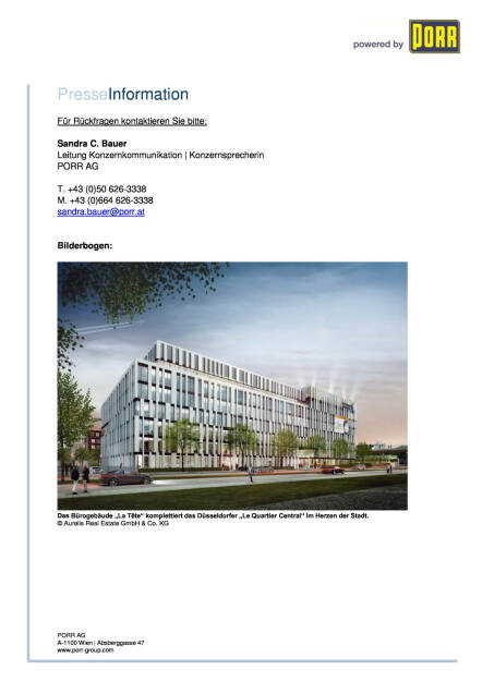 Porr Deutschland baut Bürogebäude La Tete in Düsseldorf, Seite 2/2, komplettes Dokument unter http://boerse-social.com/static/uploads/file_898_porr_deutschland_baut_burogebaude_la_tete_in_dusseldorf.pdf (18.04.2016) 