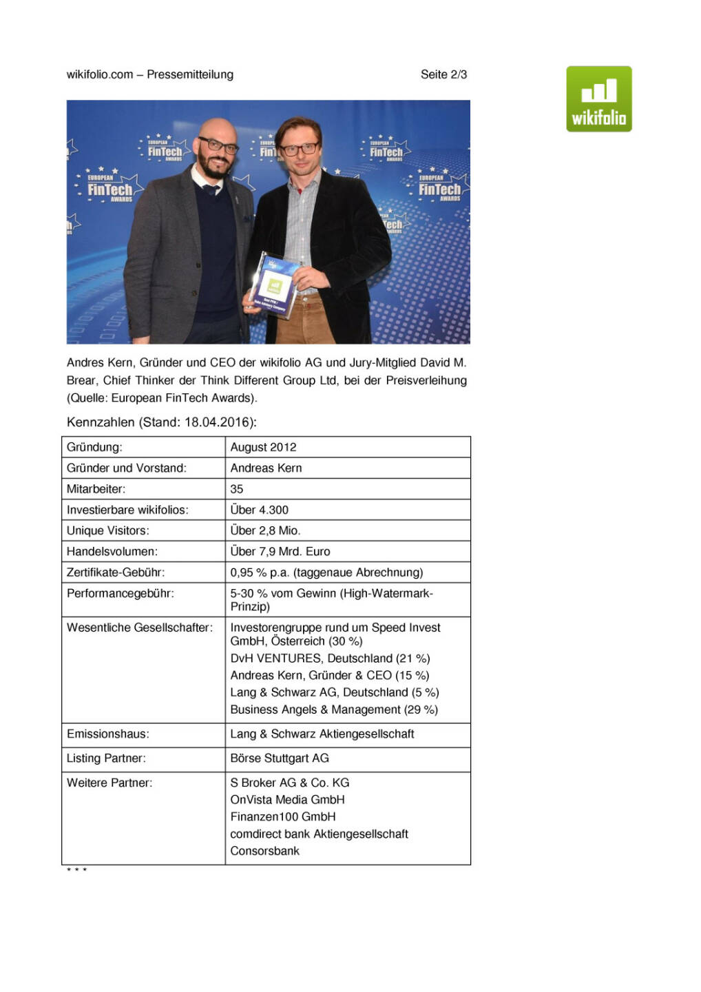 wikifolio.com gewinnt European FinTech Award 2016, Seite 2/3, komplettes Dokument unter http://boerse-social.com/static/uploads/file_904_wikifoliocom_gewinnt_european_fintech_award_2016.pdf