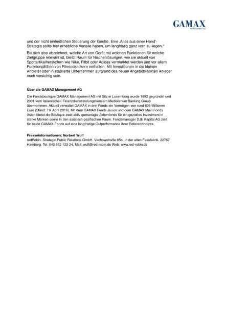 Gamax: Investitionen in Wearables sind noch schwierig, Seite 2/2, komplettes Dokument unter http://boerse-social.com/static/uploads/file_916_gamax_investitionen_in_wearables_sind_noch_schwierig.pdf (20.04.2016) 