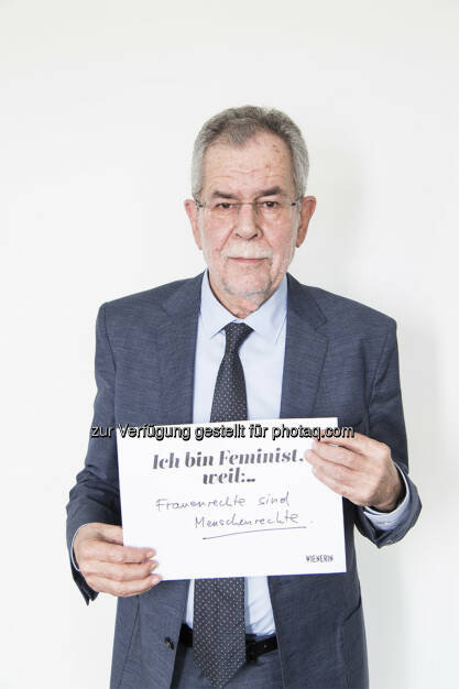 Alexander Van der Bellen : Wienerin-Kampagne kämpft mit prominenten Männern für Gleichberechtigung : Die Kampagne #IchBinFeminist holt sie vor den Vorhang : Männer, die Frauen zuhören, Männer, die Gleichberechtigung einfordern, Männer, die sich als Feministen bezeichnen : Fotocredit: wienerin/©Lydia Stöckl, © Aussender (20.04.2016) 